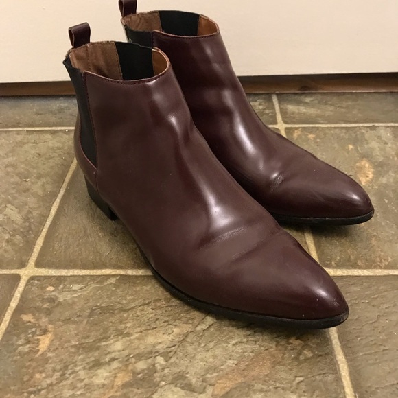 wine colored chelsea boots